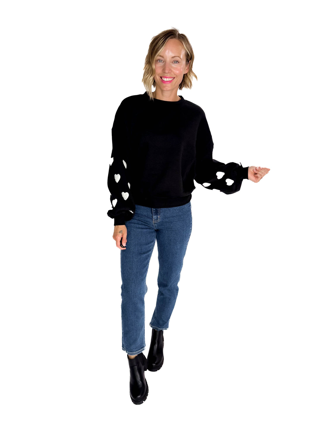 ONLY Macy Hearts Sweatshirt- BLACK-FINAL SALE