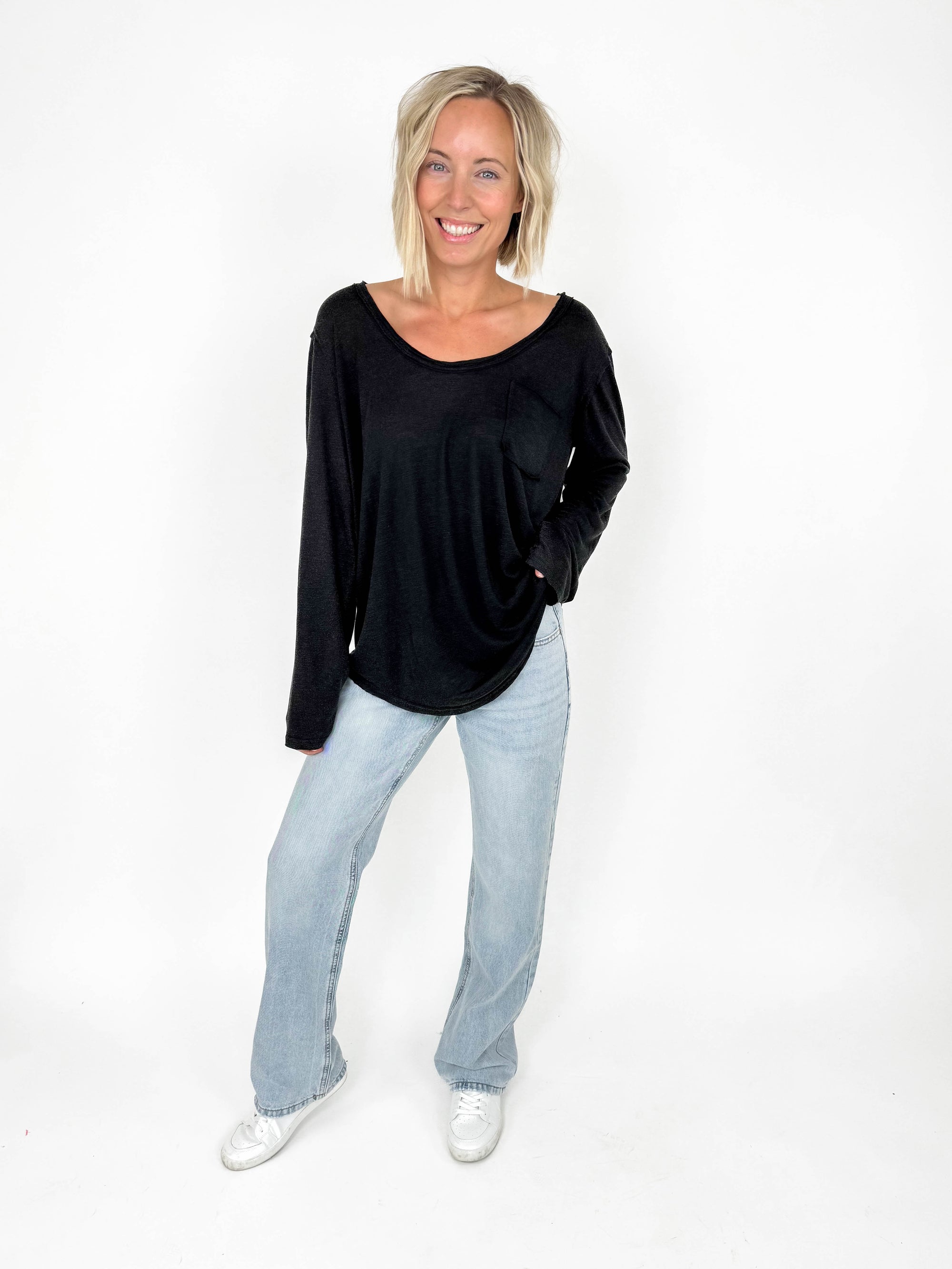 Easy Days Relaxed Long Sleeve- BLACK-FINAL SALE