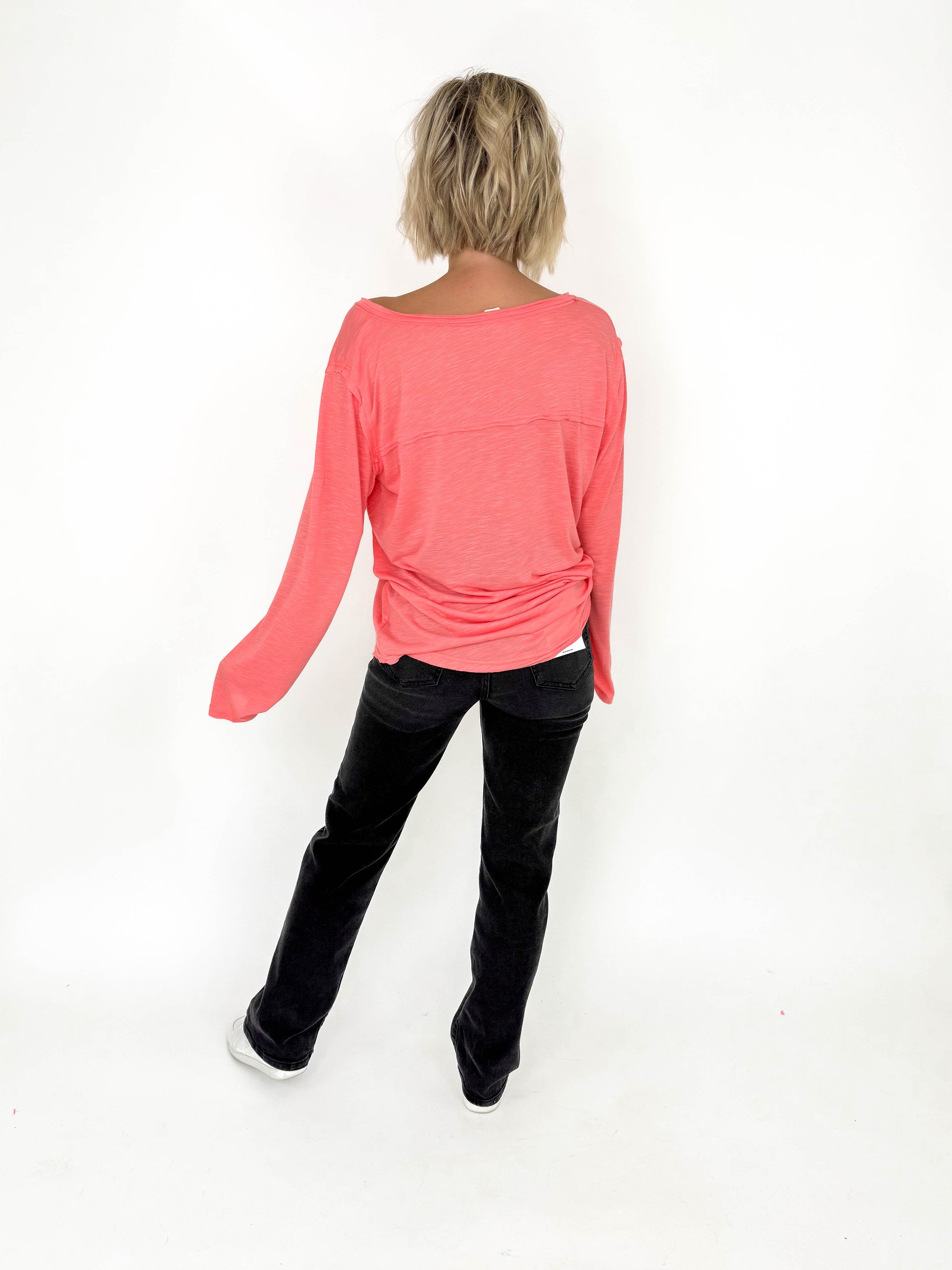 Easy Days Relaxed Long Sleeve- PINK CORAL-FINAL SALE