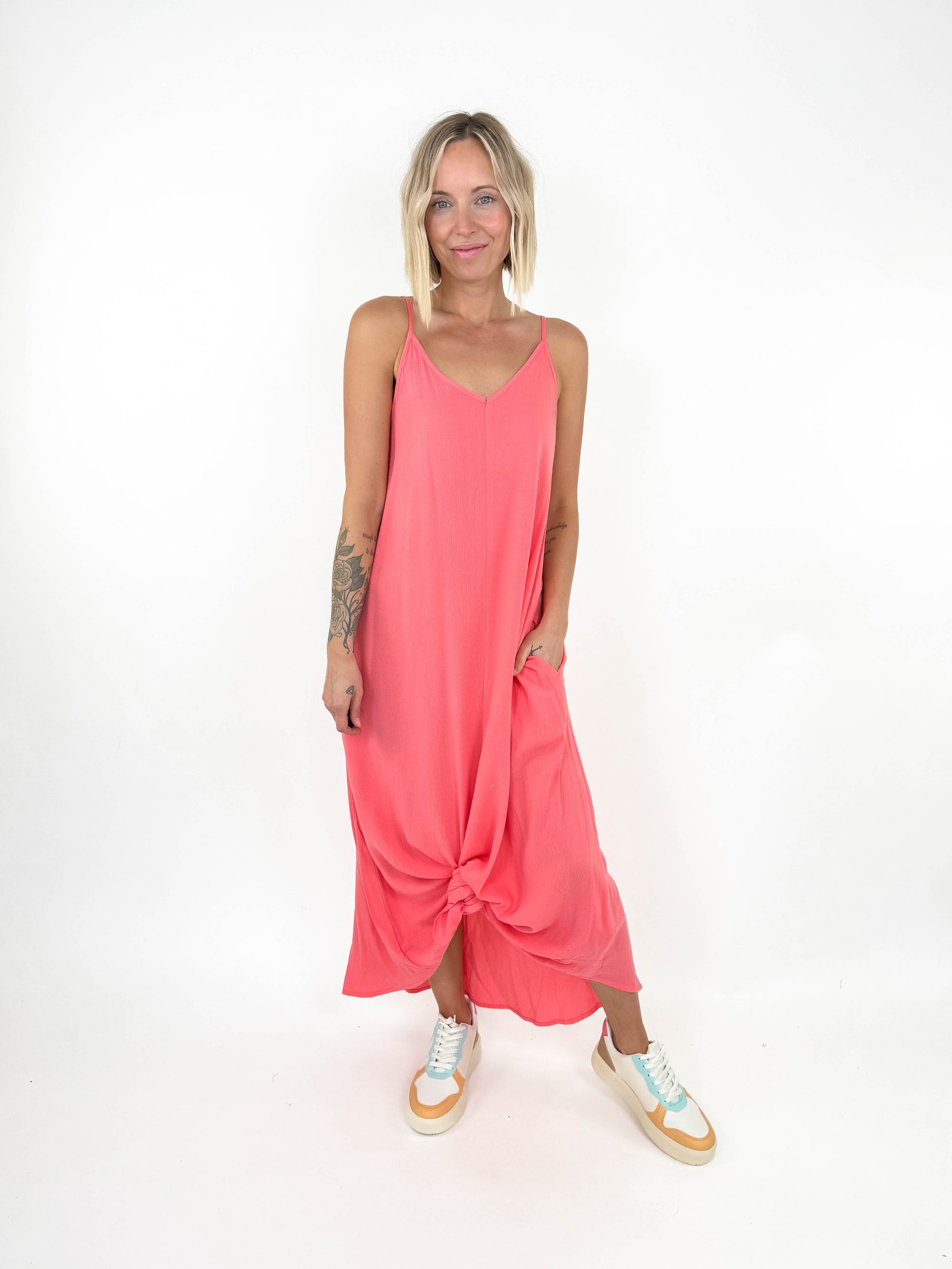 Coastal Woven Maxi Dress- CORAL ROSE-FINAL SALE