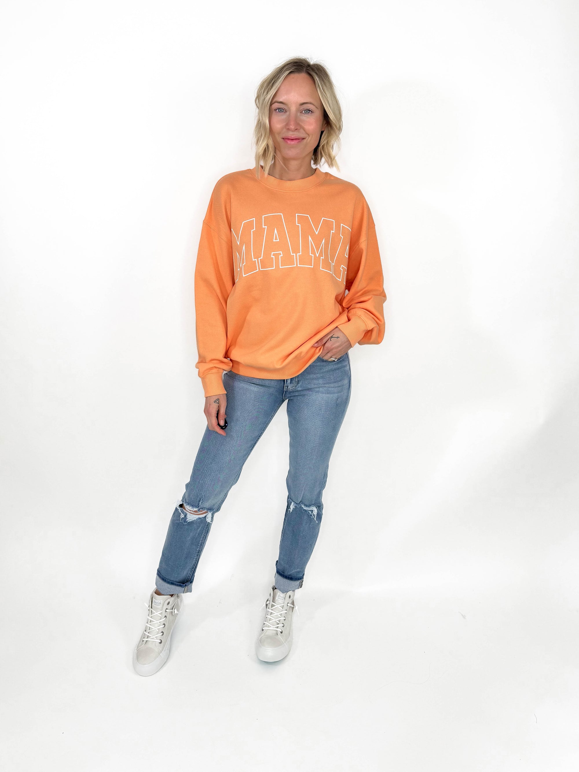 Mama Premium Graphic Sweatshirt- TANGERINE