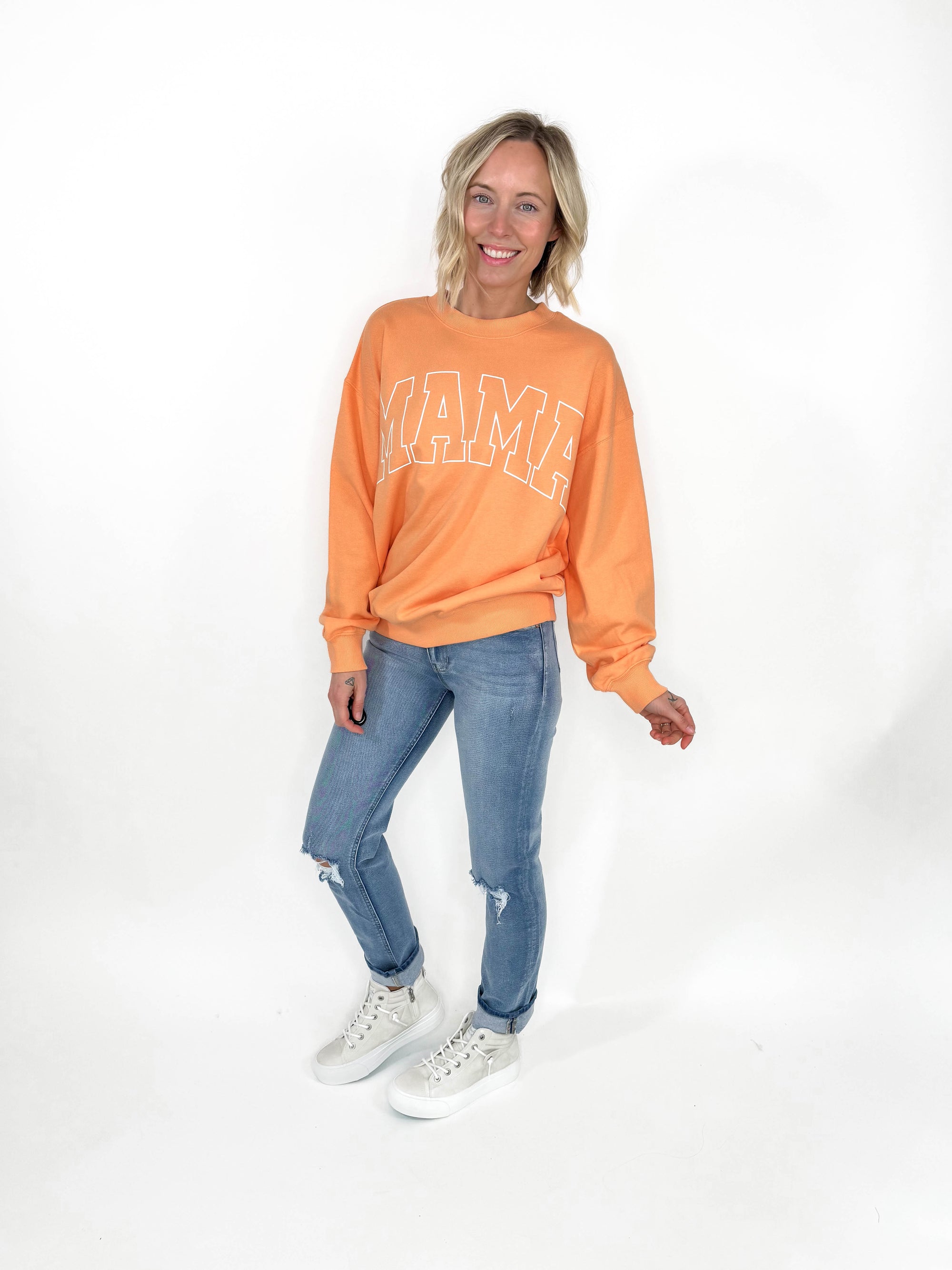 Mama Premium Graphic Sweatshirt- TANGERINE-FINAL SALE
