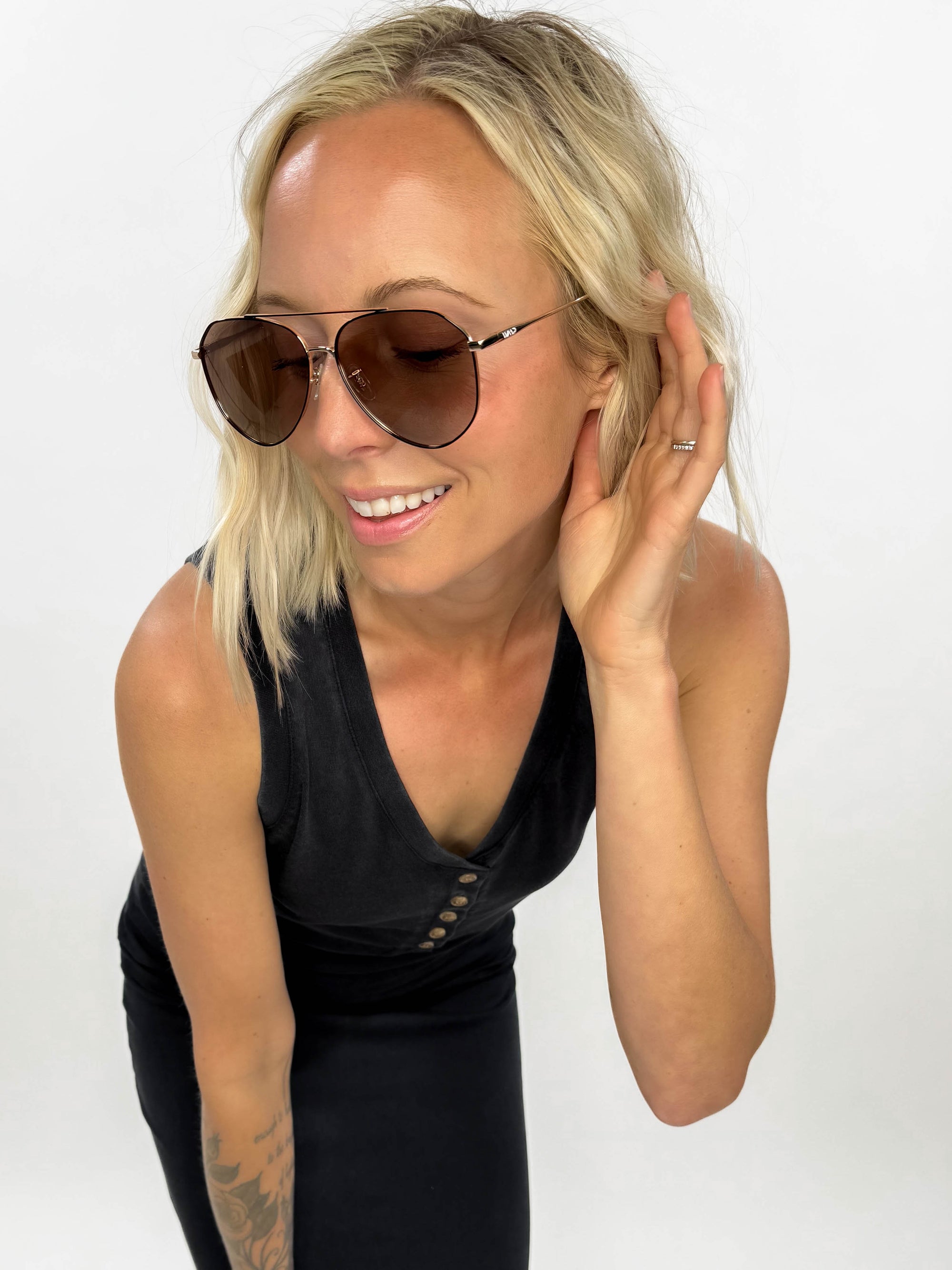 Dakota Aviator Polarized Sunglasses- GOLD/BROWN