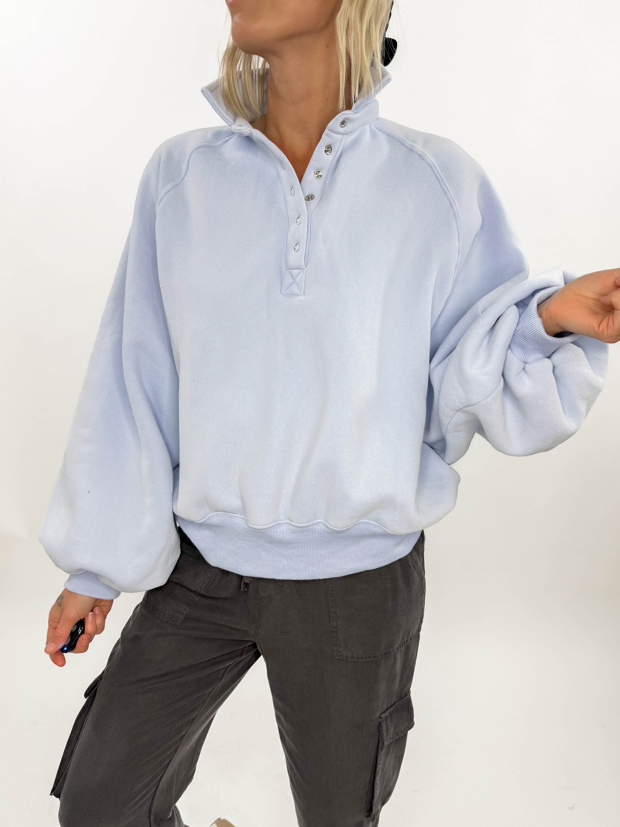 Piper Snap Button Pullover- PERIWINKLE BLUE