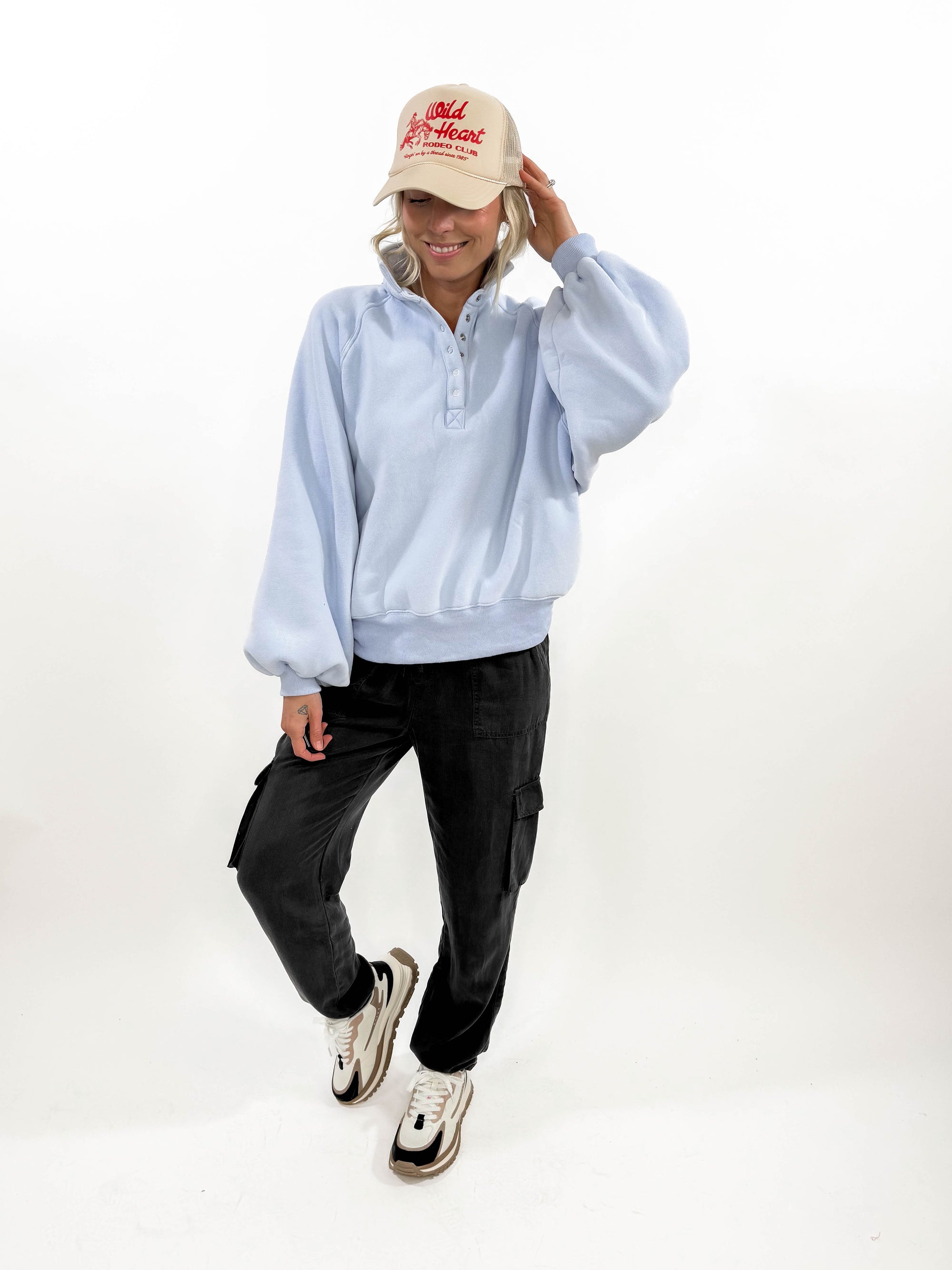 Piper Snap Button Pullover- PERIWINKLE BLUE
