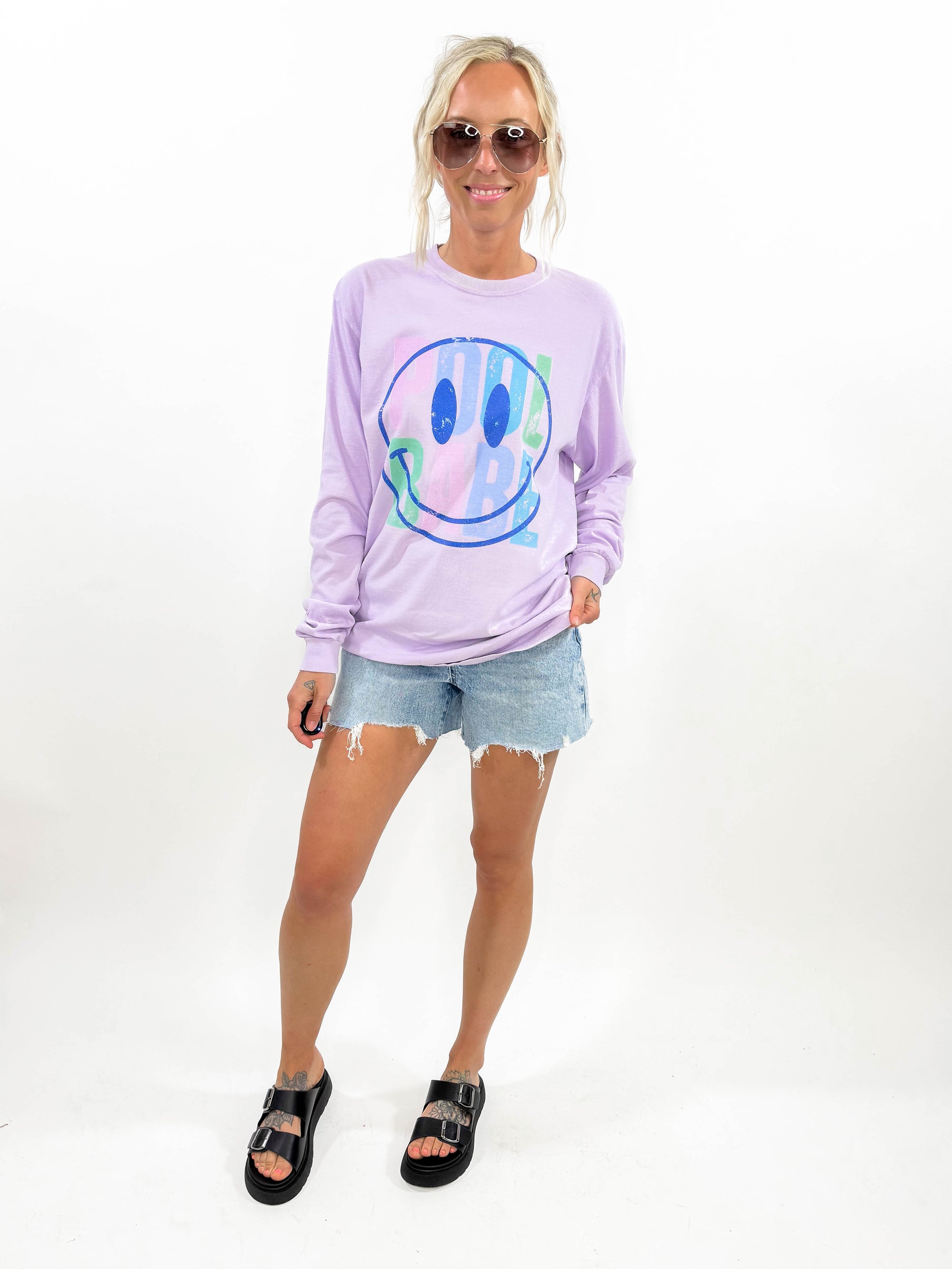 Pool Babe Graphic Long Sleeve- LILAC