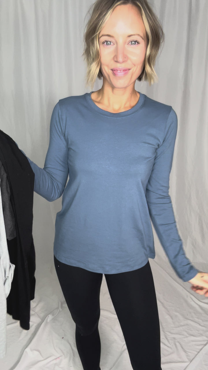 Not Your Basic Cotton Long Sleeve- DUSTY BLUE
