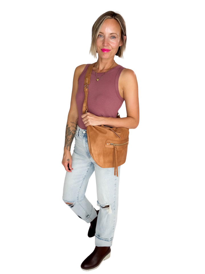 Leigh Crossbody Bag- CARAMEL