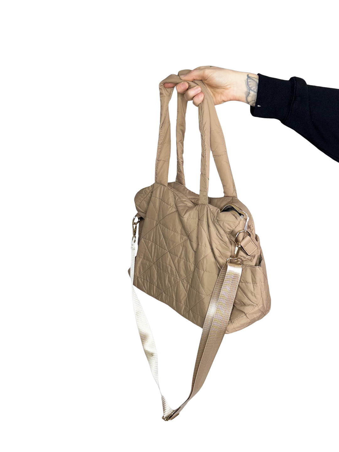 Billie Quilted Weekender Bag- TAUPE