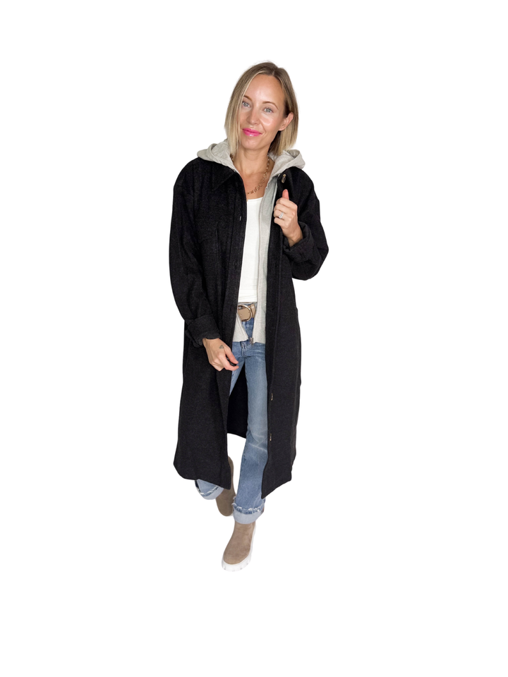 Evergreen Twofer Hoodie Jacket- BLACK