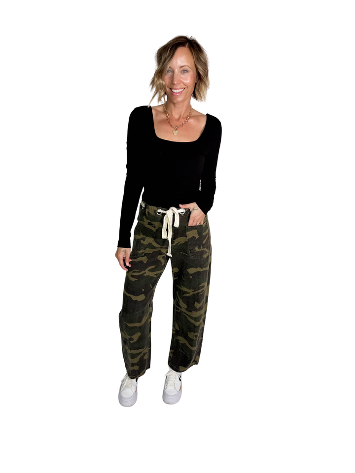 Jeremy Camo Relaxed Fit Rope String Pants- CAMO