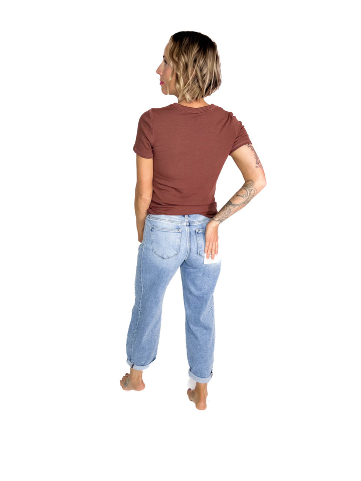 RISEN Ashley High Rise Barrel Jeans- LIGHT WASH