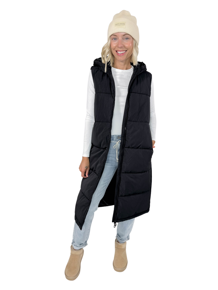 ONLY Jackson Long Puffer Vest- BLACK