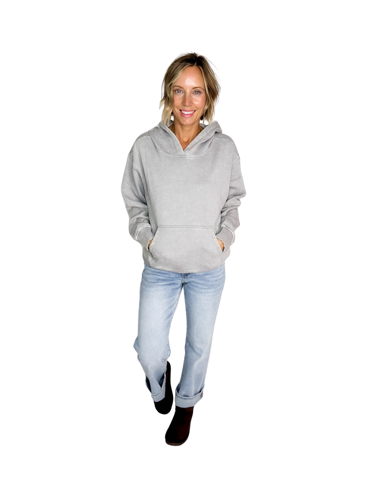 Sweater Weather Washed Hoodie- SLEET