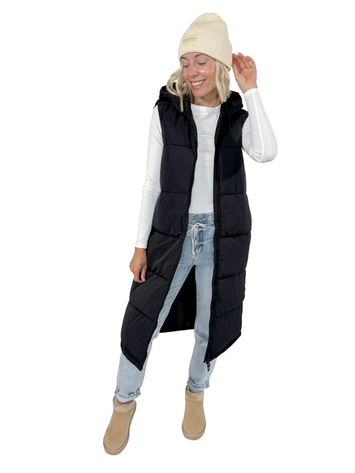ONLY Jackson Long Puffer Vest- BLACK