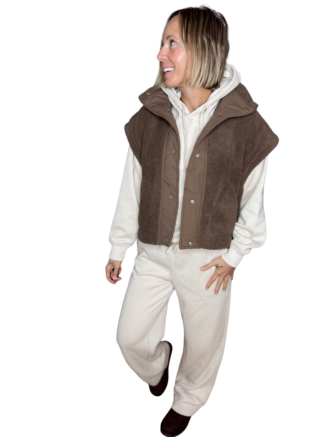 Roxannie Sherpa Vest- ESPRESSO