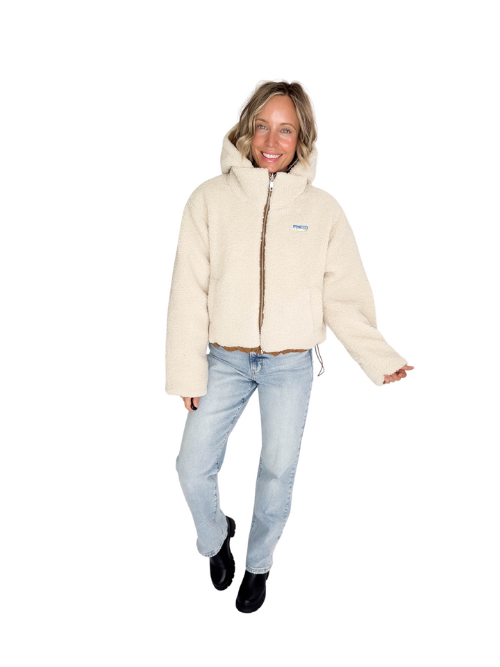 ONLY Marianna Reversible Sherpa Puffer Jacket- TOASTED COCONUT