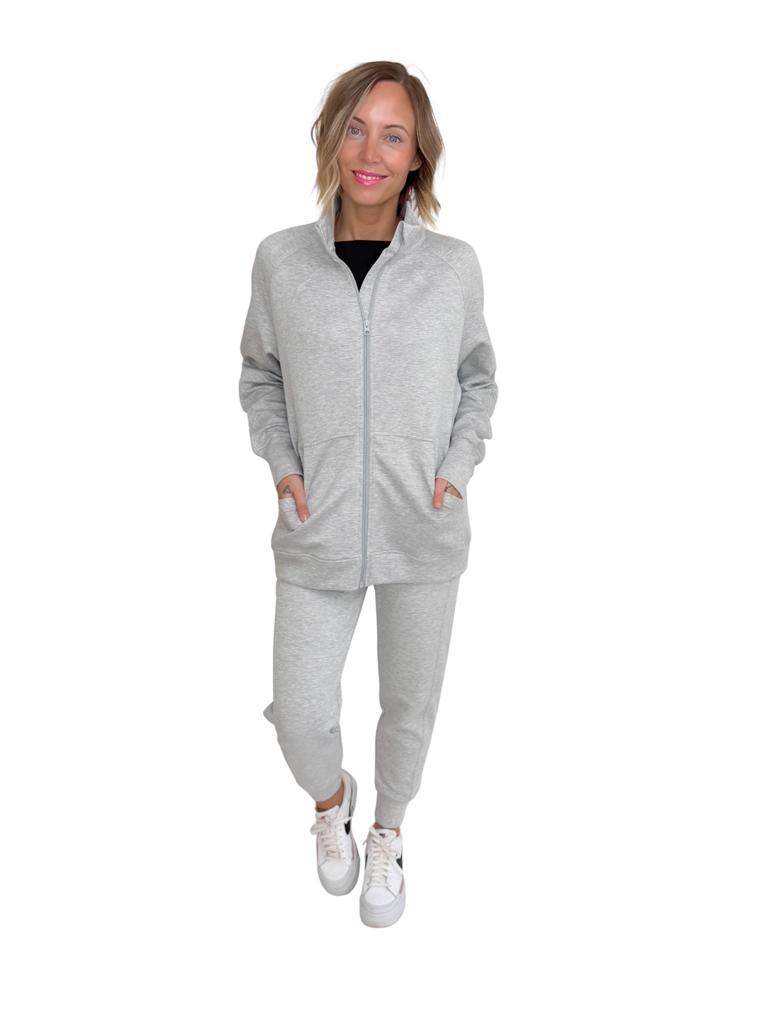 Christie Soft Scuba Full Zip- HEATHER GREY