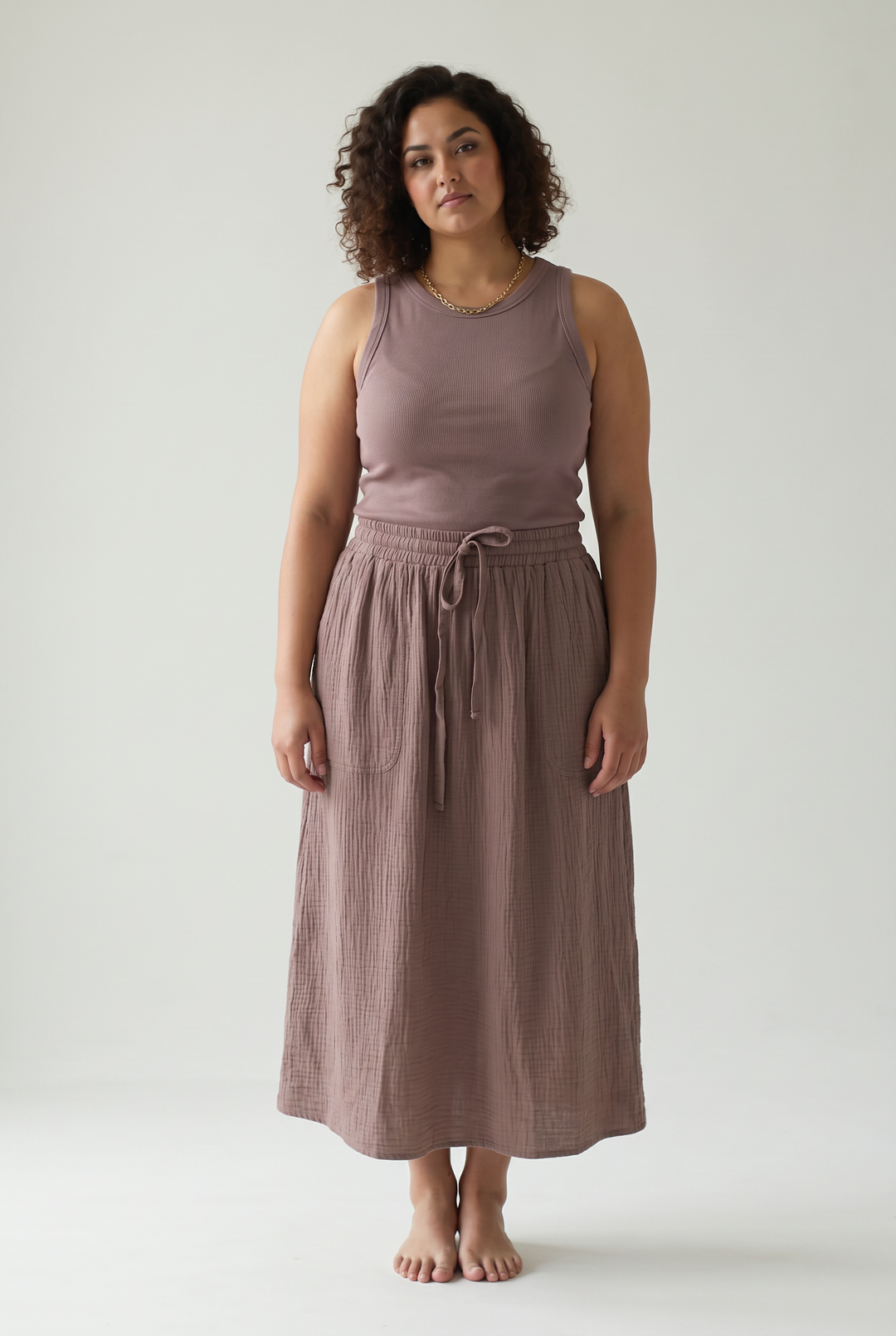 Ocean Bloom Cotton Tank Dress- CHOCO