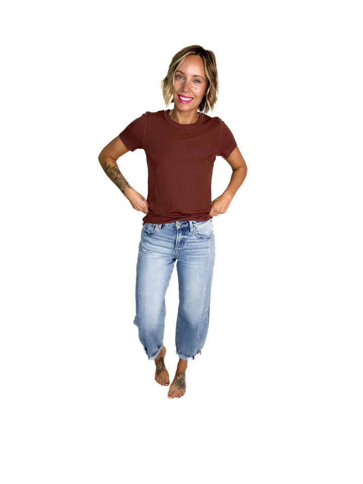 RISEN Ashley High Rise Barrel Jeans- LIGHT WASH