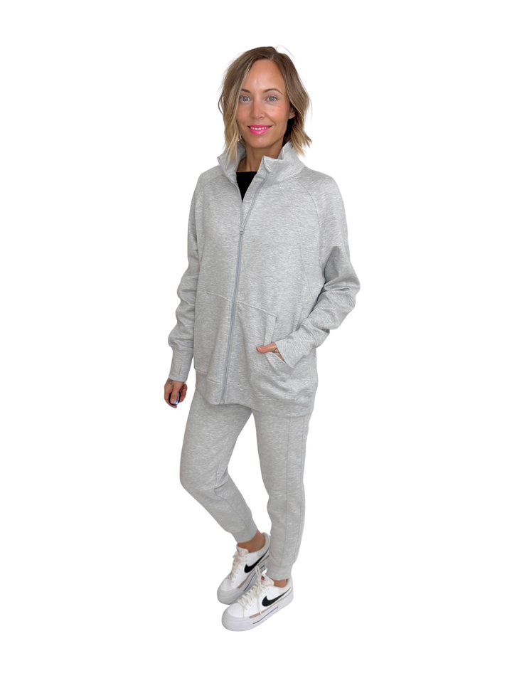 Christie Soft Scuba Full Zip- HEATHER GREY