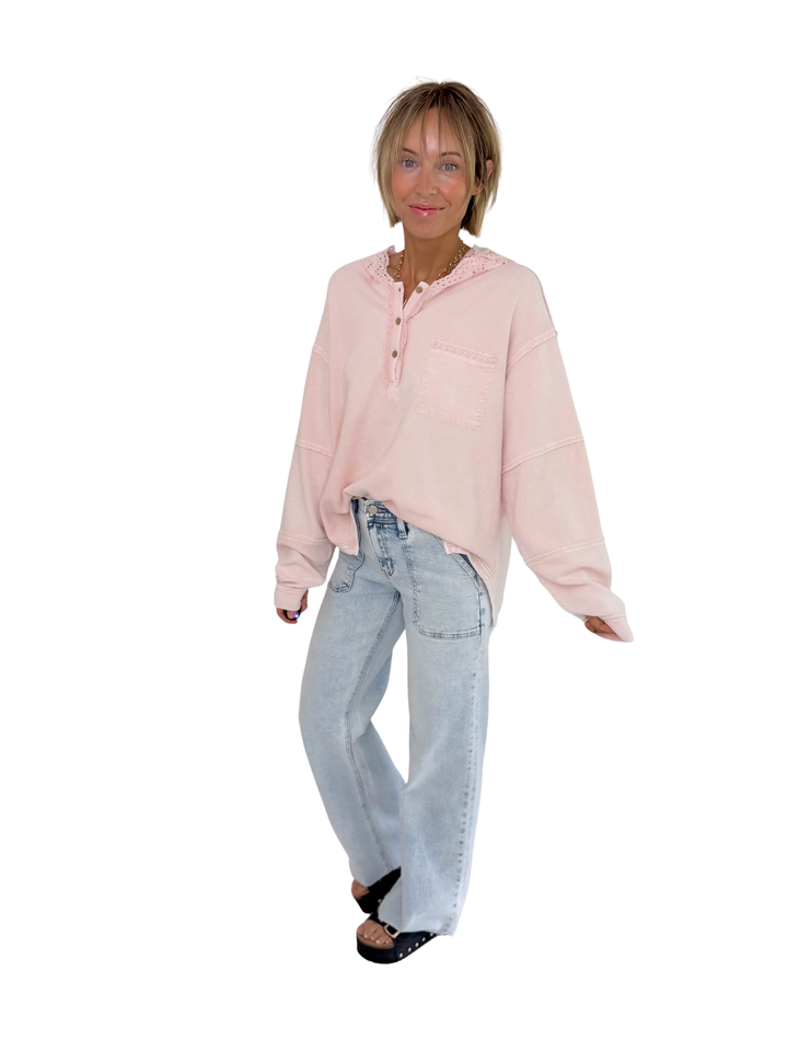 Piper Ribbed Hoodie- COTTON PINK