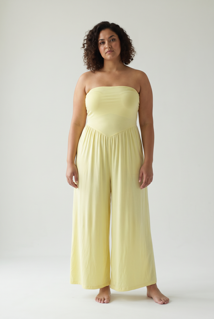 Aenea Strapless Jumpsuit- LEMON