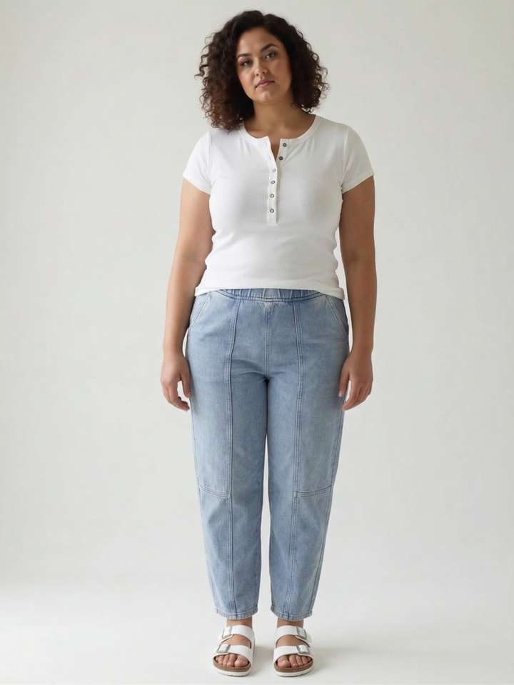 Candice Acid Wash Barrel Joggers- LIGHT BLUE-FINAL SALE