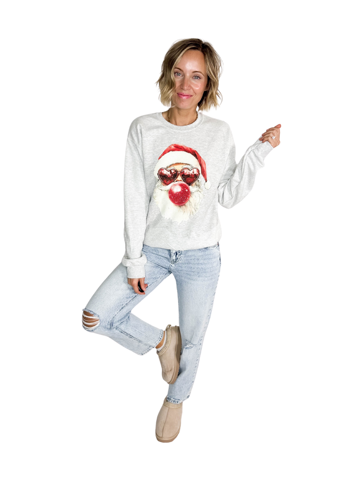 Bubblegum Santa Crewneck- ASH GREY
