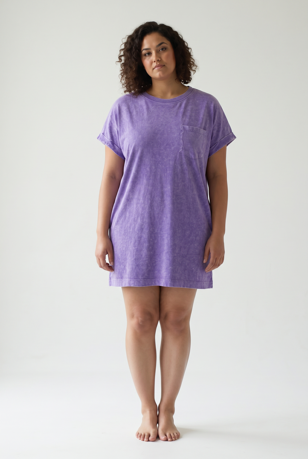 Scout Washed Cotton T-Shirt Dress- VIOLET