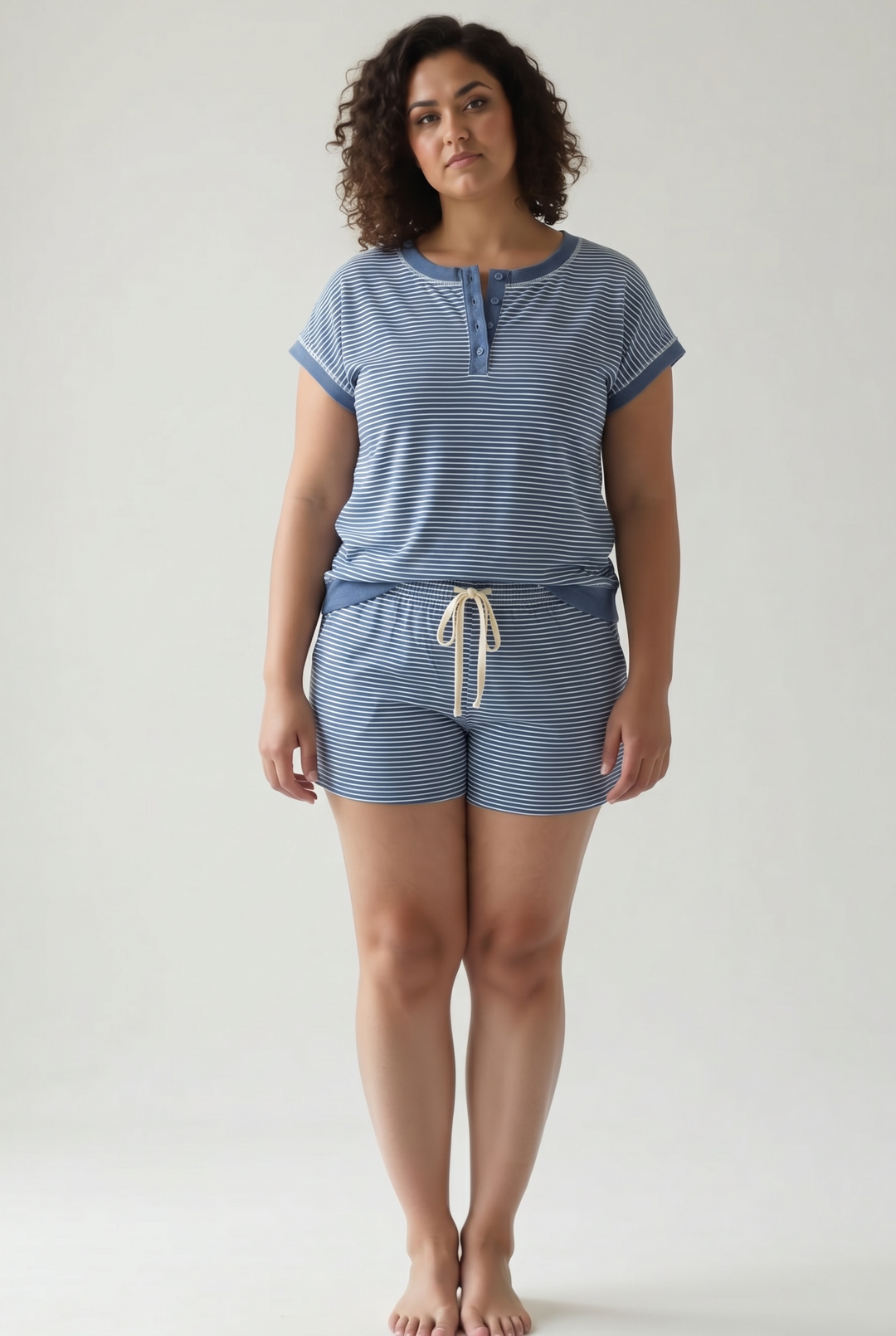 Sandbar Washed Knit Shorts Set- DENIM