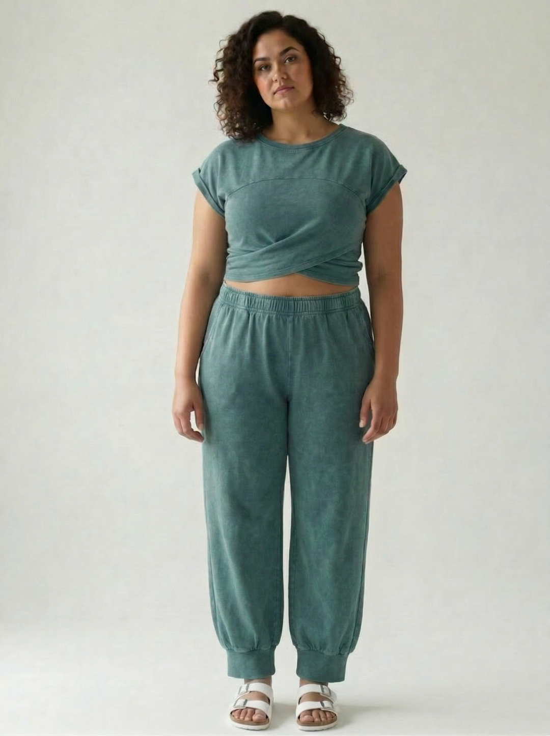 Maude Washed Stretch Cotton Set- DARK TEAL