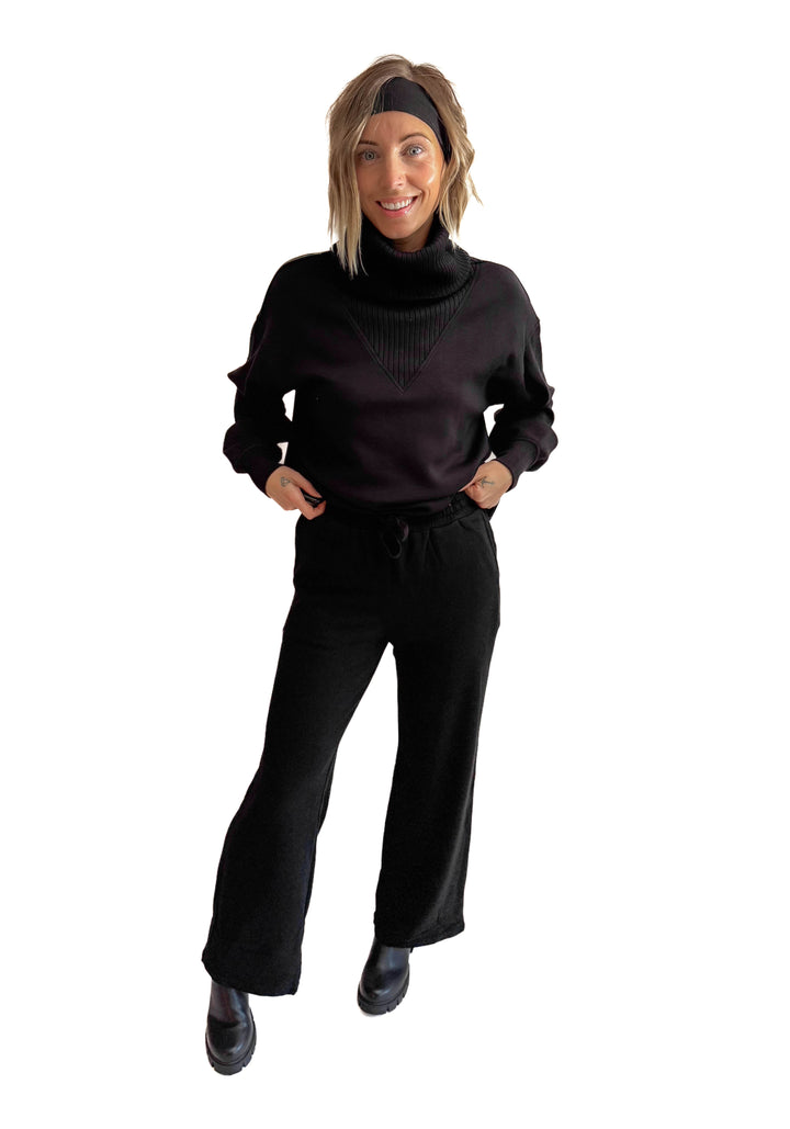 Lemmy Modal Cropped Wide Leg Pant- BLACK