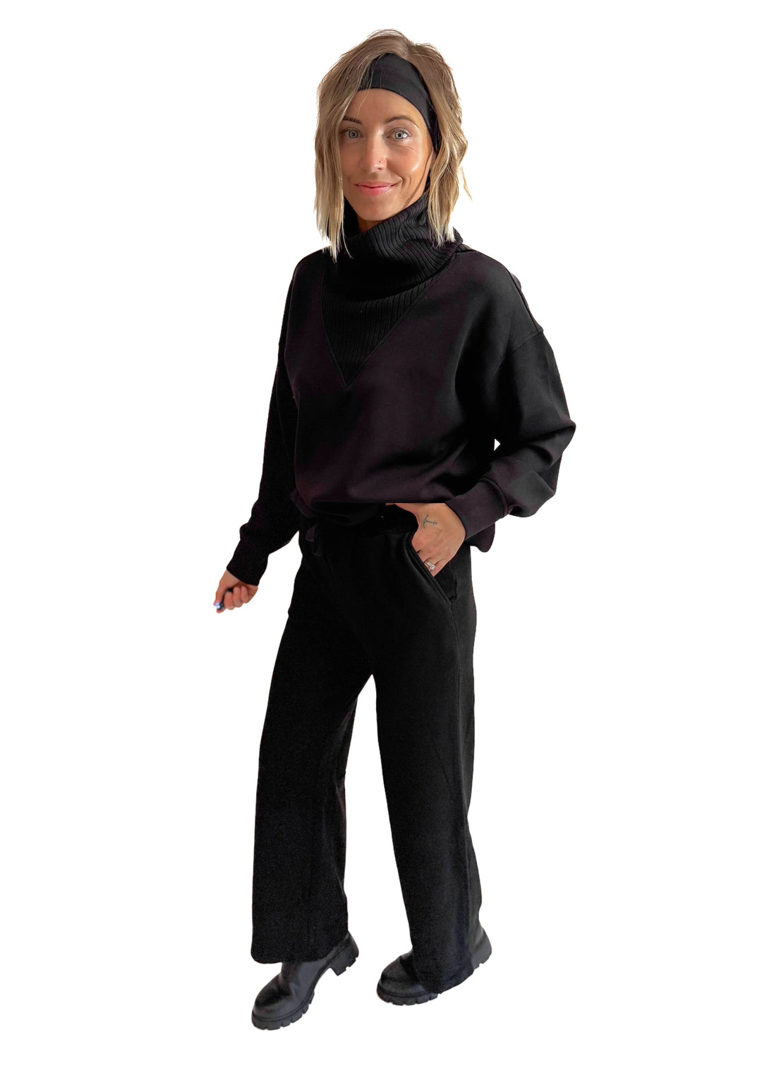 Lemmy Modal Cropped Wide Leg Pant- BLACK