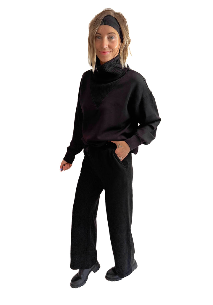 Lemmy Modal Cropped Wide Leg Pant- BLACK