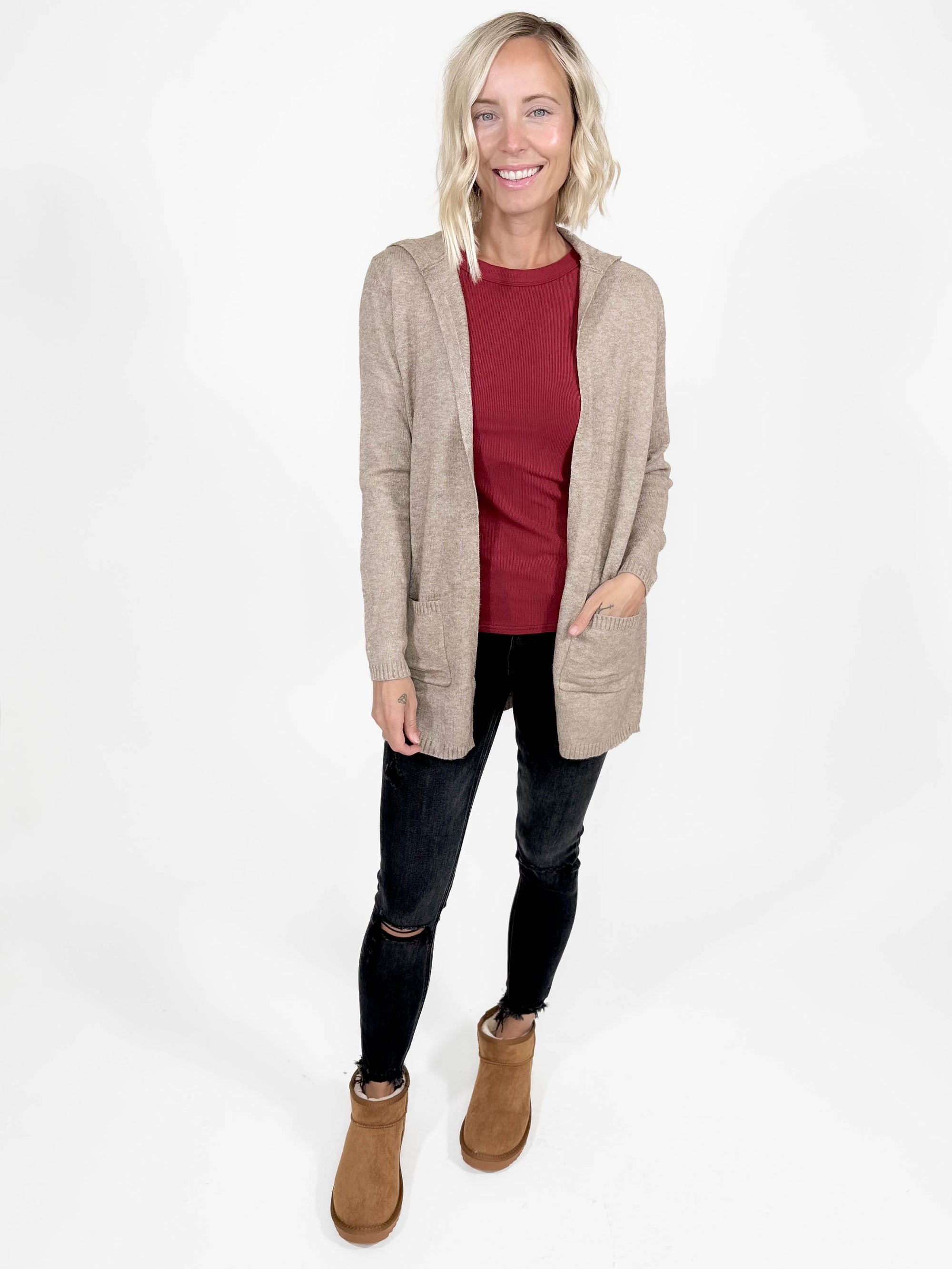 ONLY Lesly Hooded Cardigan- WALNUT MELANGE-FINAL SALE