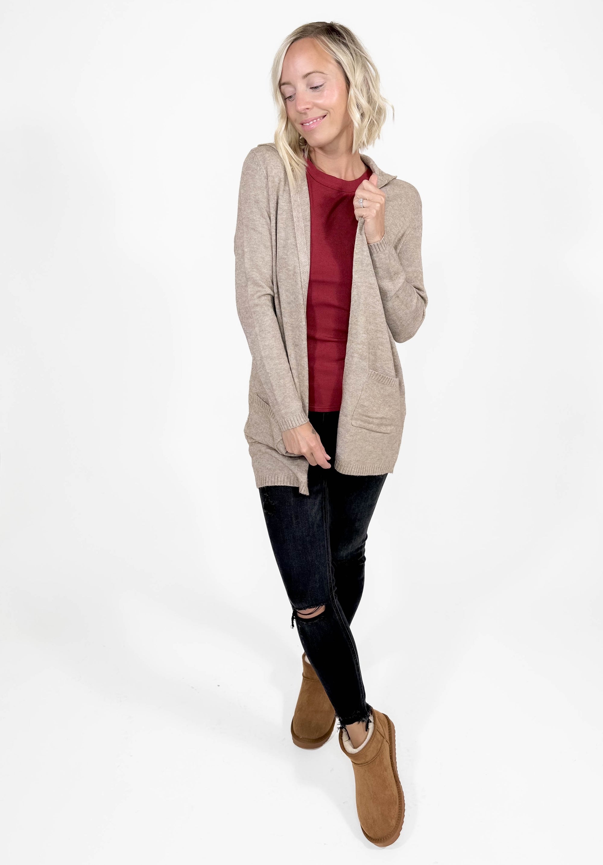 ONLY Lesly Hooded Cardigan- WALNUT MELANGE-FINAL SALE