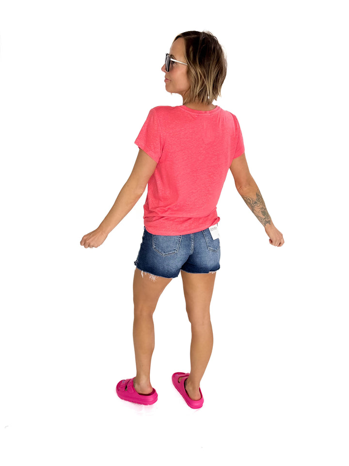 Solena Classic Round Hem Tee- GUAVA-FINAL SALE