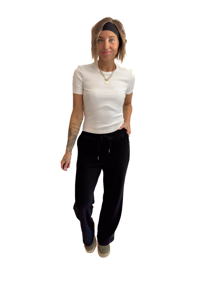 Only Val Cotton Ribbed Tee- BRIGHT WHITE