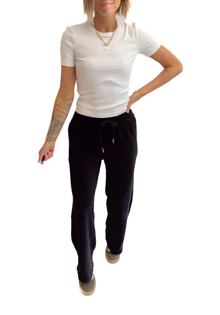 Bliss Brushed Fleece Lounge Pants- BLACK