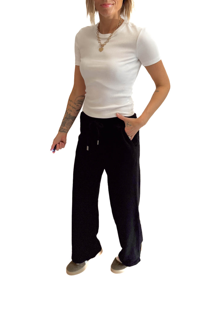 Bliss Brushed Fleece Lounge Pants- BLACK