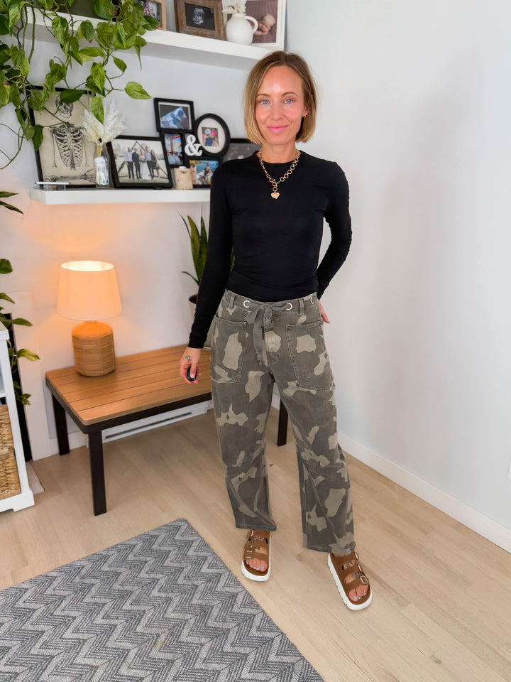 Zellta Camo Tie Waist Barrel Pant
