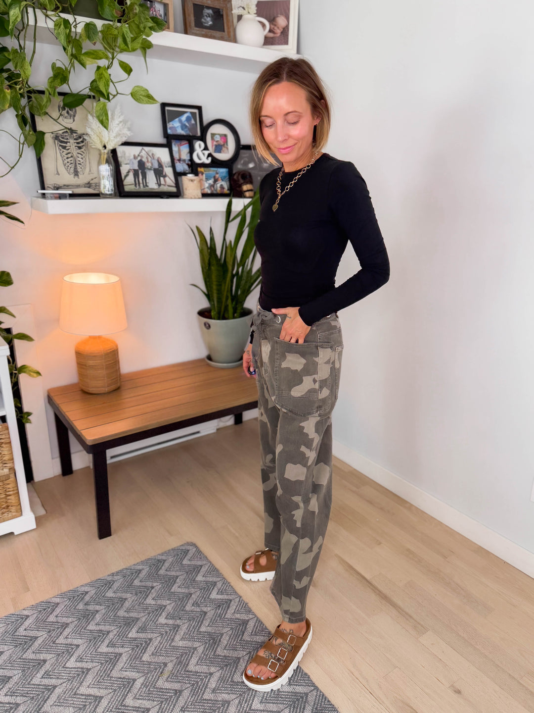 Zellta Camo Tie Waist Barrel Pant