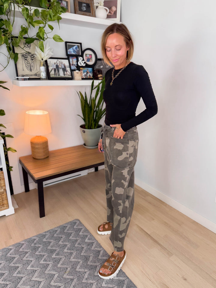 Zellta Camo Tie Waist Barrel Pant