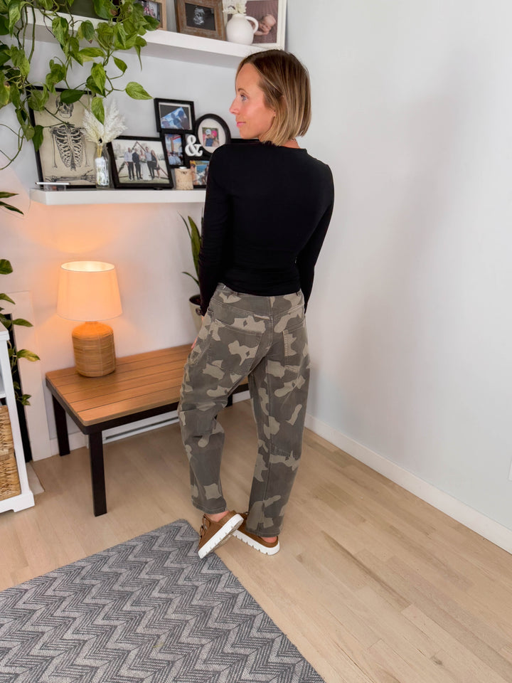 Zellta Camo Tie Waist Barrel Pant