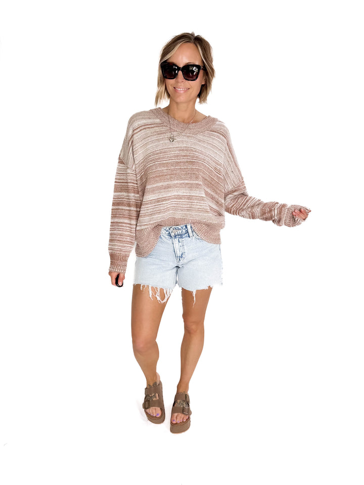Lana Stripe Sweater- MOCHA MULTI-FINAL SALE