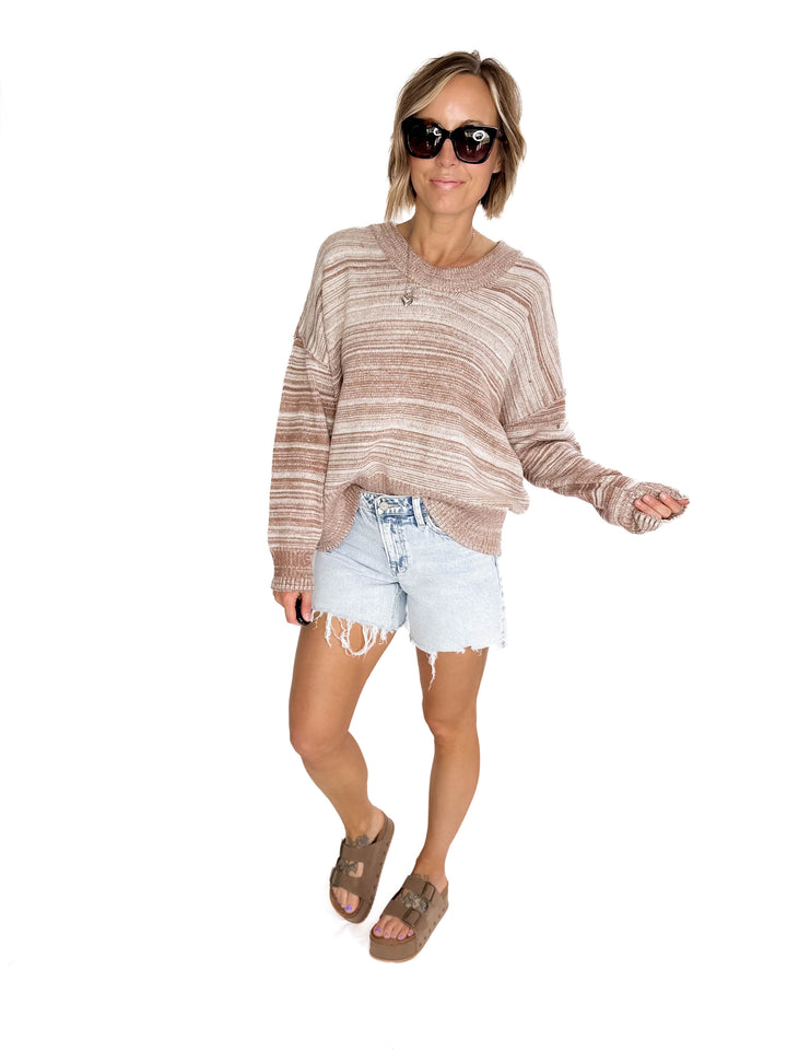 Lana Stripe Sweater- MOCHA MULTI-FINAL SALE