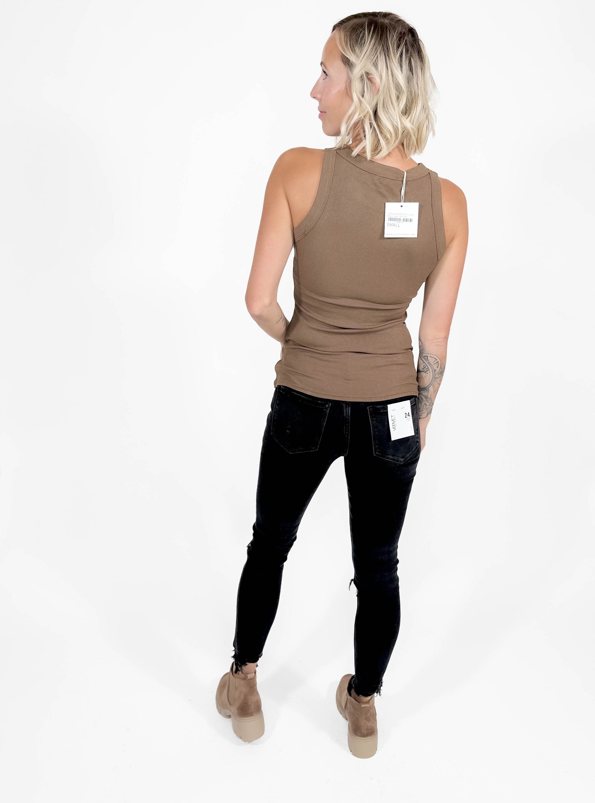 Gotta Have Ribbed Scoop Neck Tank- MOCHA