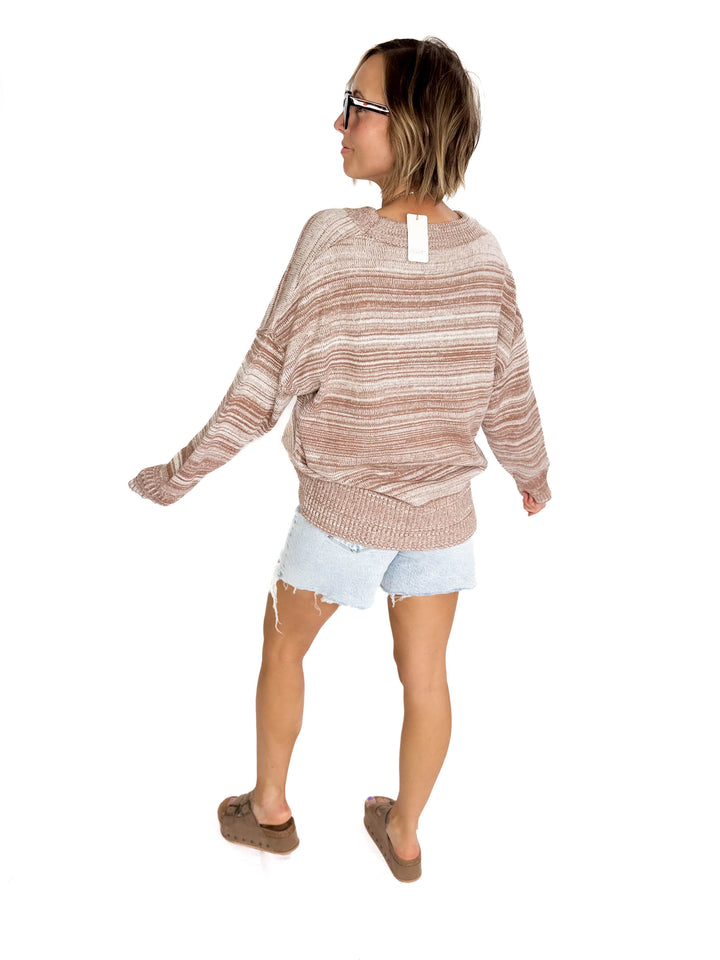 Lana Stripe Sweater- MOCHA MULTI-FINAL SALE