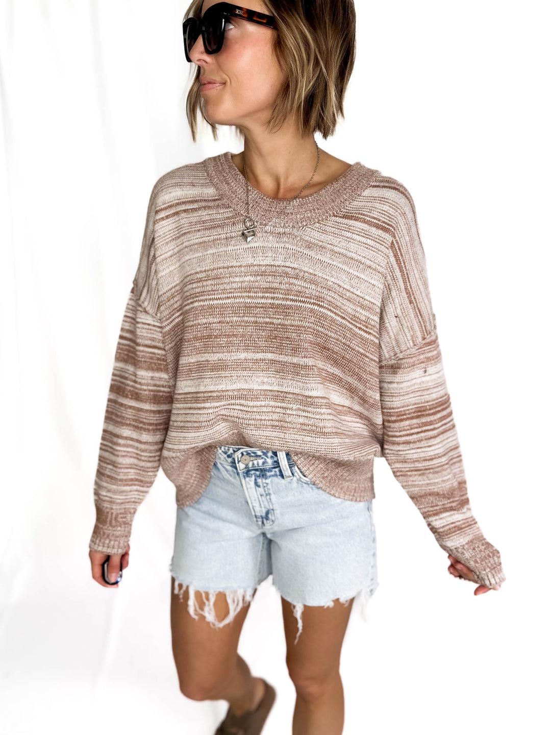 Lana Stripe Sweater- MOCHA MULTI-FINAL SALE